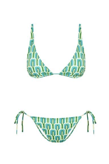 Bikini Flame Calypso Estampado Verde Vintage Robin Collection Robin Collection