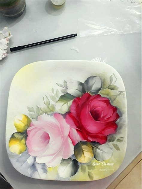 Pintura Em Porcelana Pintura Em Porcelanas Pintura Rosa Pratos