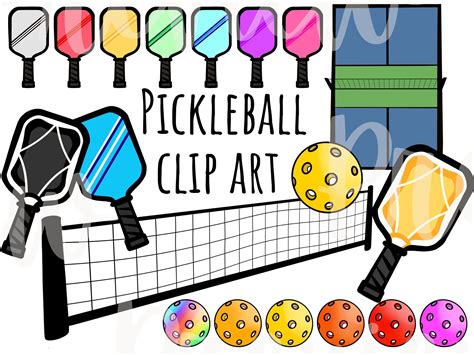 Rainbow Pickleball Clip Art Mega Bundle For Commercial Use Paddles