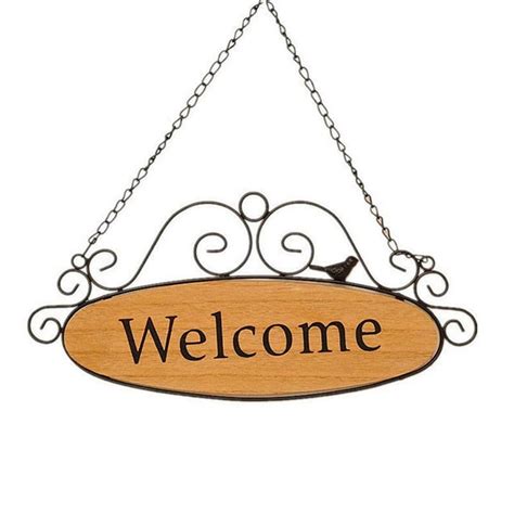 Welcome Door Signs Decorative Wood Hanging Sign Home Plaque Garden Bar