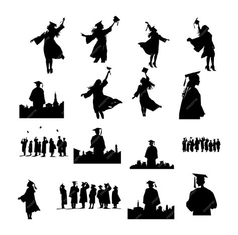 Premium Vector Graduation Silhouette Vector On White Background