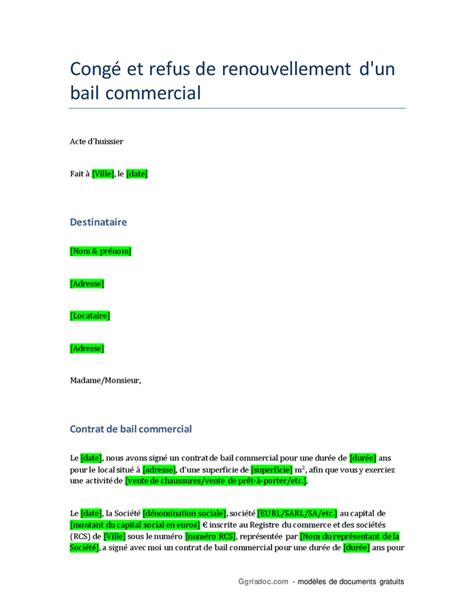 Notification Et Refus Du Bailleur De Prolonger Le Contrat De Bail