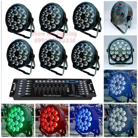 ยกชุดไฟพาร์ Led Par 18led 4in1rgbw 10w 6 ตัว พร้อมบอร์ด Dmx 512 ไฟดิส