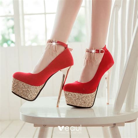 Chic Beautiful Prom Pumps 2017 Polyester Suede High Heels Platform