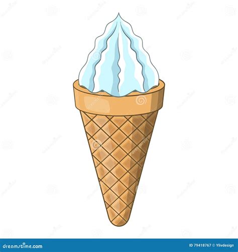 Ícone Do Cone De Gelado Estilo Dos Desenhos Animados Ilustração do