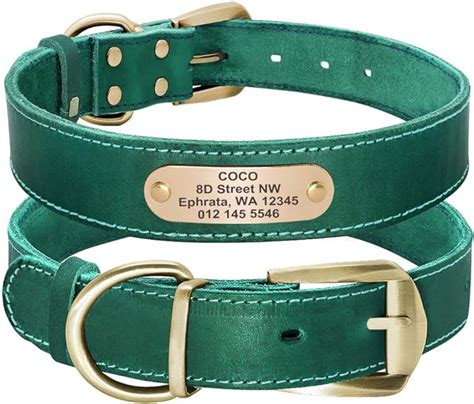 Didog Genuine Leather Dog Collars With Engraved Nameplate Personalized