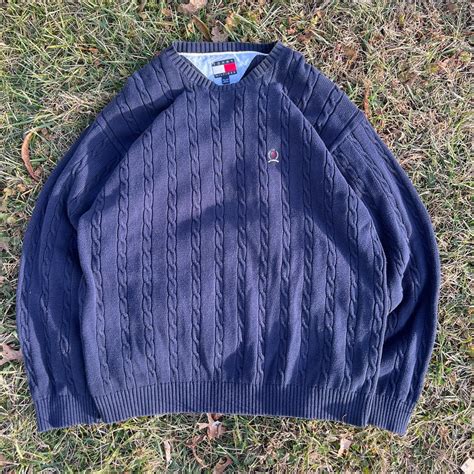 Vintage Tommy Hilfiger Cable Knit Sweater Size Depop