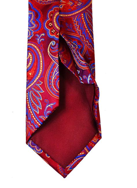 Red Paisley 7 Fold Silk Tie And Pocket Square Paul Malone