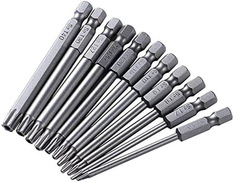 Lot de 11 embouts de tournevis Torx longs 1 4 avec tête d étoile T6