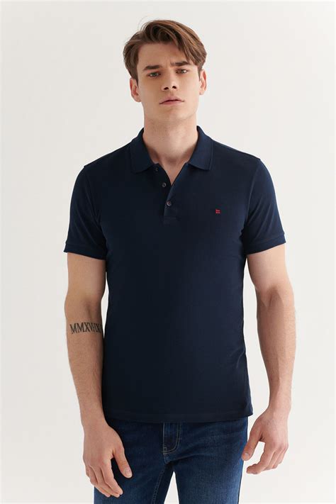 Avva Erkek Lacivert Polo Yaka T Shirt 0 Pamuk Serin Tutan Regular Fit