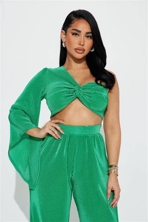 Amaya Plisse Pant Set Kelly Green Fashion Nova Matching Sets Fashion Nova