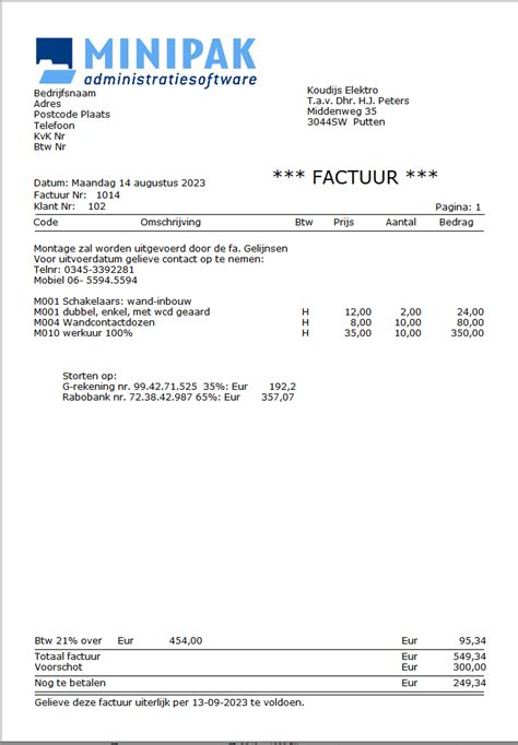 Snel En Eenvoudig Een Factuur Maken Met Minipak Factuur 121