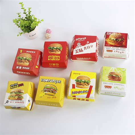 Disposable Burger Boxes Cardboard Kraft Paper Burger Box Custom