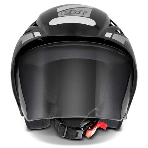 Capacete Aberto EBF Thunder Open Force X Preto Brilhante Azul Prata