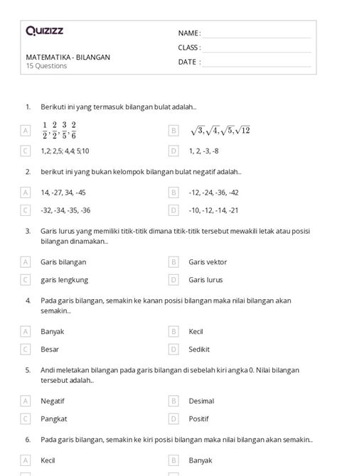 Lembar Kerja Membandingkan Angka Untuk Kelas Di Quizizz