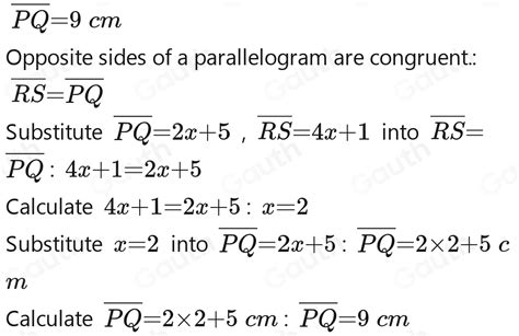 Solved In Parallelogram Pqsr What Is Pq Cm Cm Cm Cm Geometry