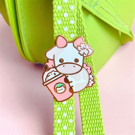 Sakura Cow Rose Gold Enamel Pin Cute Pin Kawaii Pin Etsy