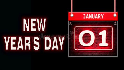 01 January New Year S Day Neon Text Effect On Black Background Stock Illustration