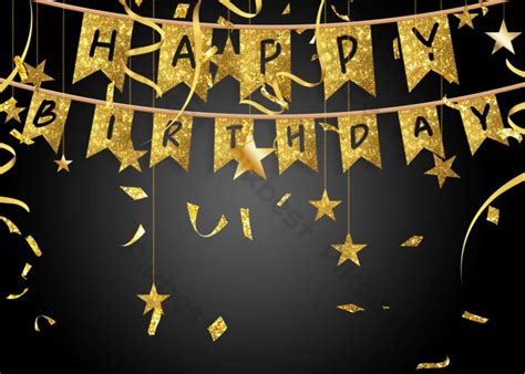 Celebration Happy Birthday Black Gold Background Psd Free Download