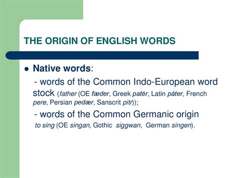 Etymology Of English Words Native And Borrowed Words In English