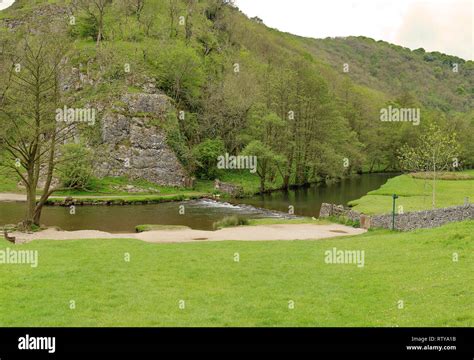 Stepping Stones On River Dove At Dovedale In The Derbyshire Peak