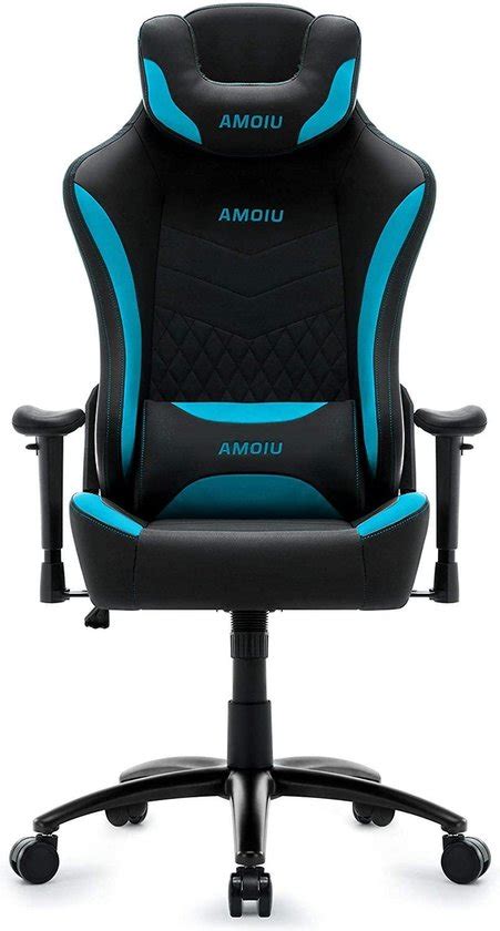 Milo Gaming Indy M4 Gaming Stoel Verstelbare Gamestoel Gaming Chair Zwart Met Blauw Bol