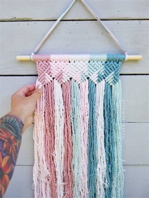 Blush Pink White And Teal Blue Macrame Nursery Wall Hanging Etsy