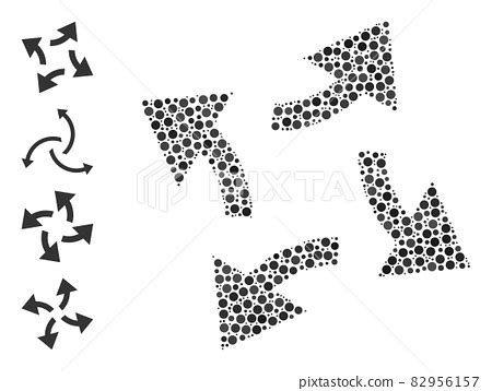 Dotted Centrifugal Arrows Collage Of Circles Stock Illustration