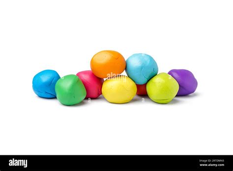 Set Of Colorful Play Dough On White Background Stock Photo Alamy