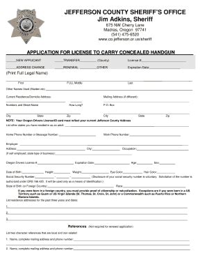 Fillable Online Concealed Handgun Permit Application Jefferson County