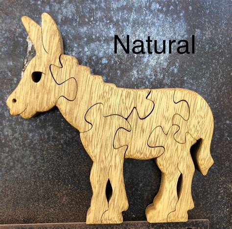 Wooden Puzzle Donkey Scroll Saw Puzzle Handmade Puzzle Wood Etsy