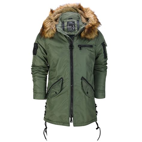 Mens Warm Winter Jacket Smart Fashion Parka Detachable Fur Lined Trim Hood Coat Ebay