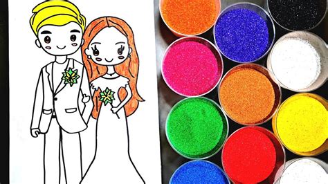 Bride And Groom Sand Painting Coloring Bride And Groom With Colored