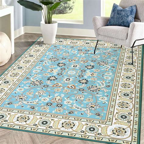 Glowsol X Area Rug Oriental Persian Floral Rug Machine Washable Boho