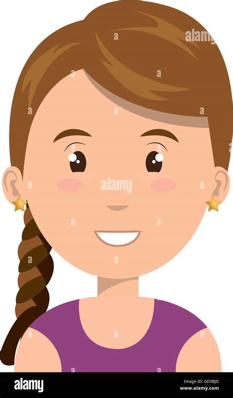 Young And Beautiful Woman Cartoon Face Vector Illustration Stock