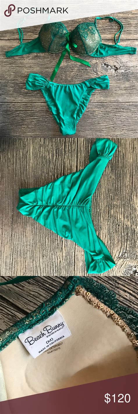 Beach Bunny Mermaid Green Lace Sequin Bikini 👙 Sequin Bikini Bikinis Beach Bunny