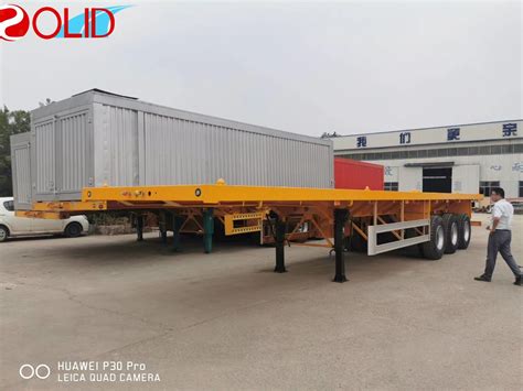 Cimc 3 Axles Flatbed Container Trailer For Logistics Container