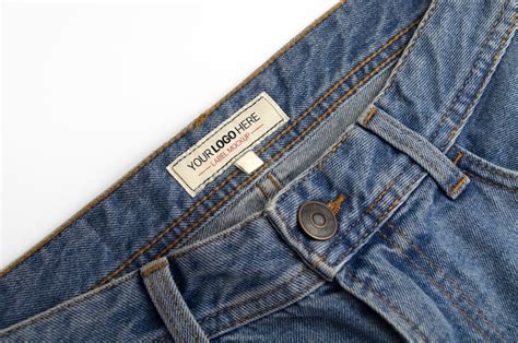 Premium Psd Denim Pants Label Mockup