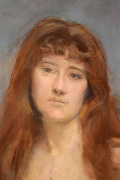 Proantic Grand Portrait En Buste D Une Jeune Femme Rousse