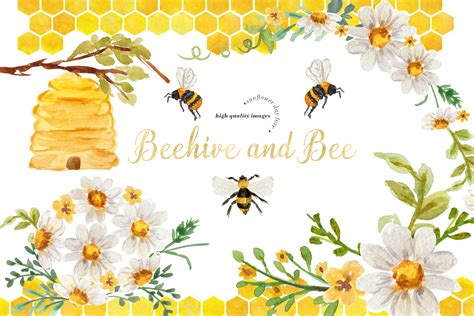 Beehive And Honey Bee Clipart Bee Frame Graphic By SunflowerLove