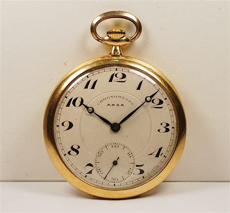 ARSA CHRONOMETRE Interessante Orologio Da Tasca In Oro Giallo 18k