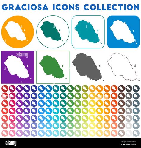 Graciosa Icons Collection Bright Colourful Trendy Map Icons Modern Graciosa Badge With Island