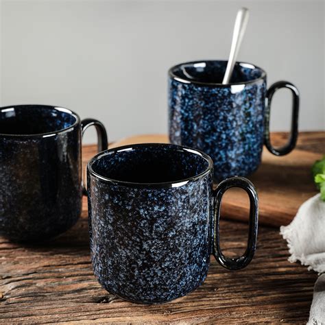 Blue Coffee Mug Set, 18 Ounce, Set of 4, Ceramic Mug for Men, Women ...