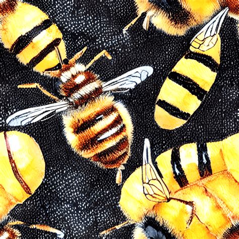 Watercolor Gold Black Queen Bee Honey Bee Pattern · Creative Fabrica