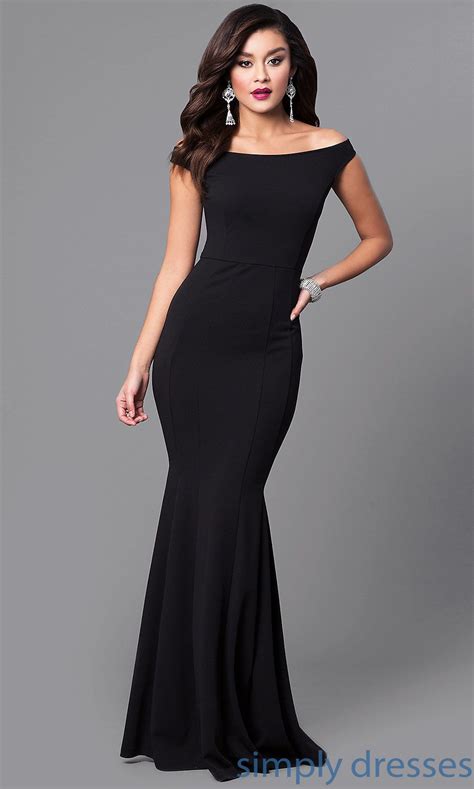 Off The Shoulder Mermaid Long Black Formal Dress Long Black Dress Formal Black Evening