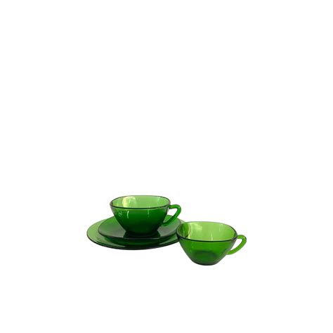 Vintage Green Glass Cup Set