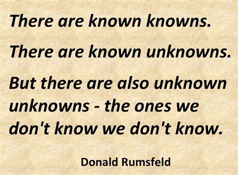 The Known Knowns, the Known unknowns and the Unknown unknowns. | Known ...