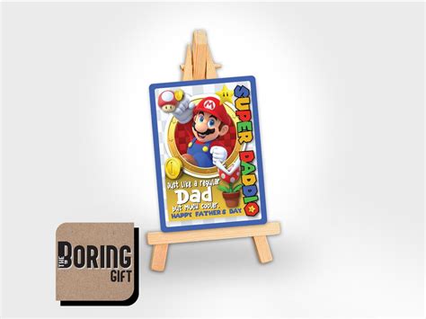 Mario Trading Card For Step Dad Nintendo Fathers Day T Etsy