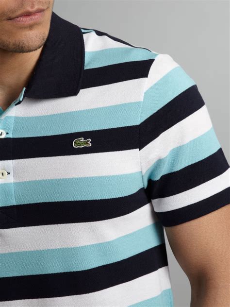 Lacoste Solid Striped Polo Shirt In Blue For Men Lyst