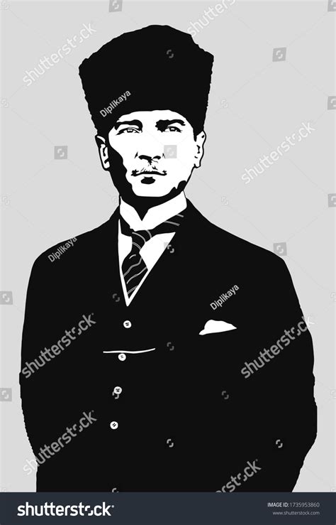 Portrait Mustafa Kemal Ataturk Founder Republic Stock Vector Royalty